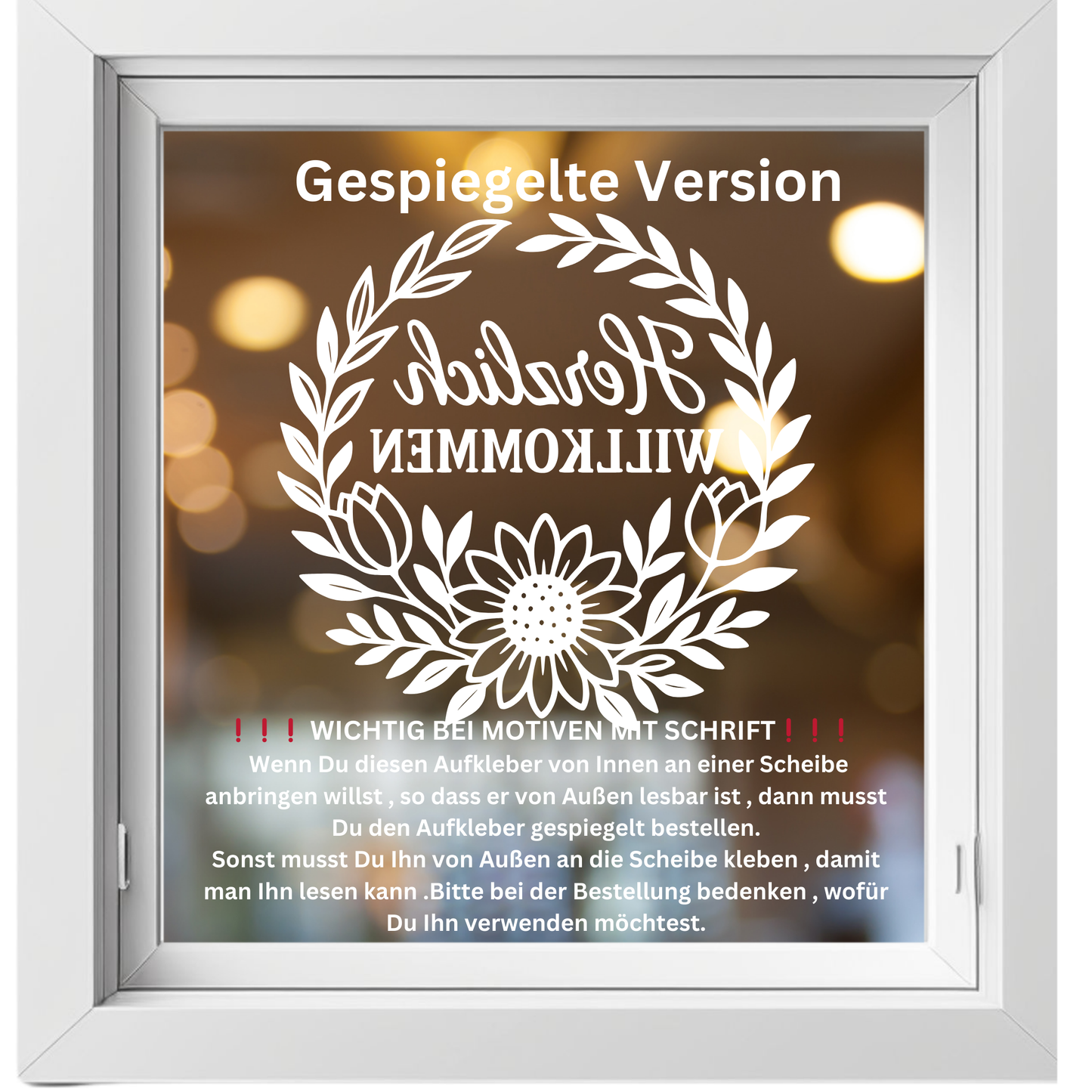 Fensterbild Herzlich Willkommen Sonnenblumen Begrüßung Aufkleber