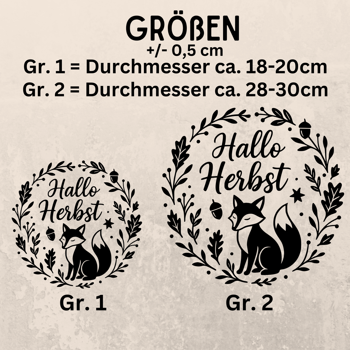 Fensterbild Herbstkranz herbstlicher Aufkleber Vinylaufkleber Hallo Herbst Fuchs