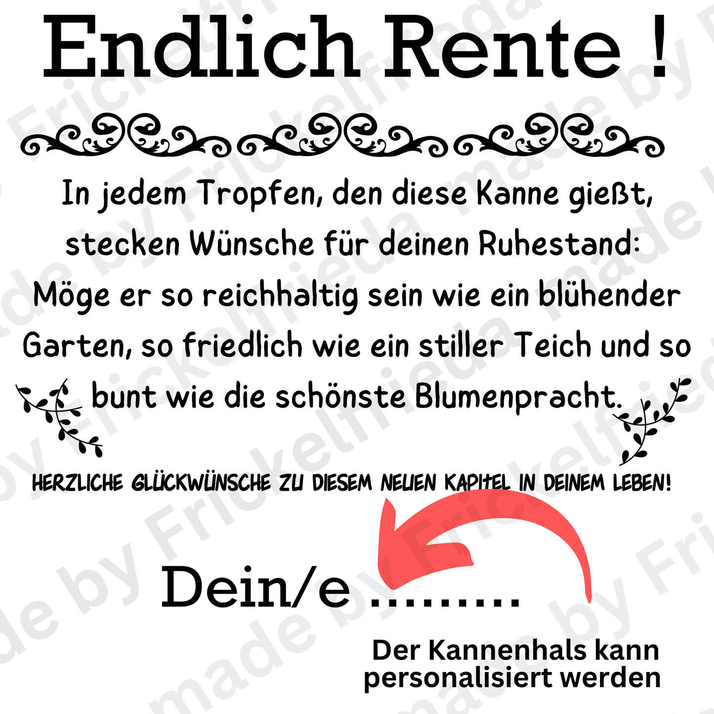 Gießkanne Rente personalisiert Abschiedsgeschenk Rentner , Geschenk Renteneintritt, Geschenkidee für Garten zum Ruhestand, Rentnergeschenk