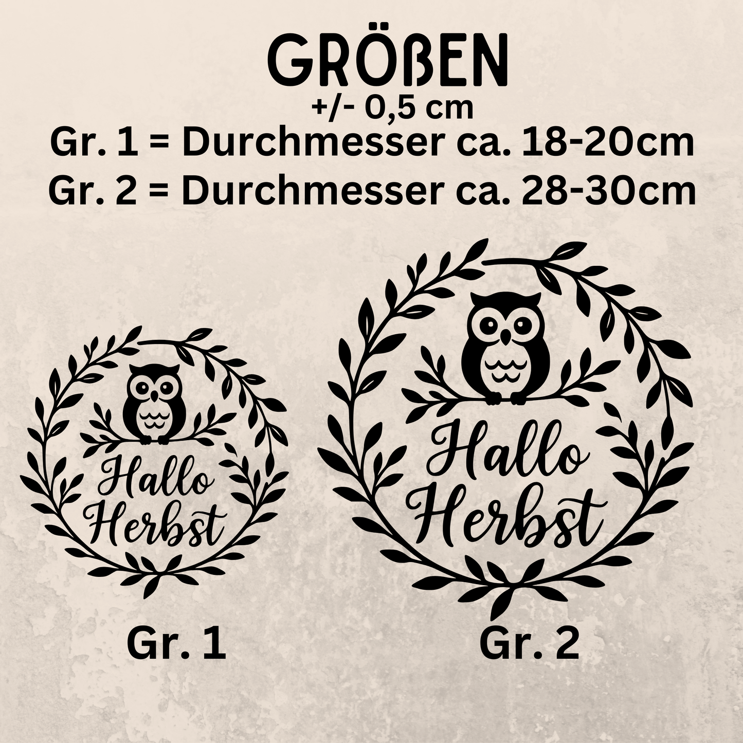 Fensterbild Herbstkranz herbstlicher Aufkleber Vinylaufkleber Hallo Herbst Eule