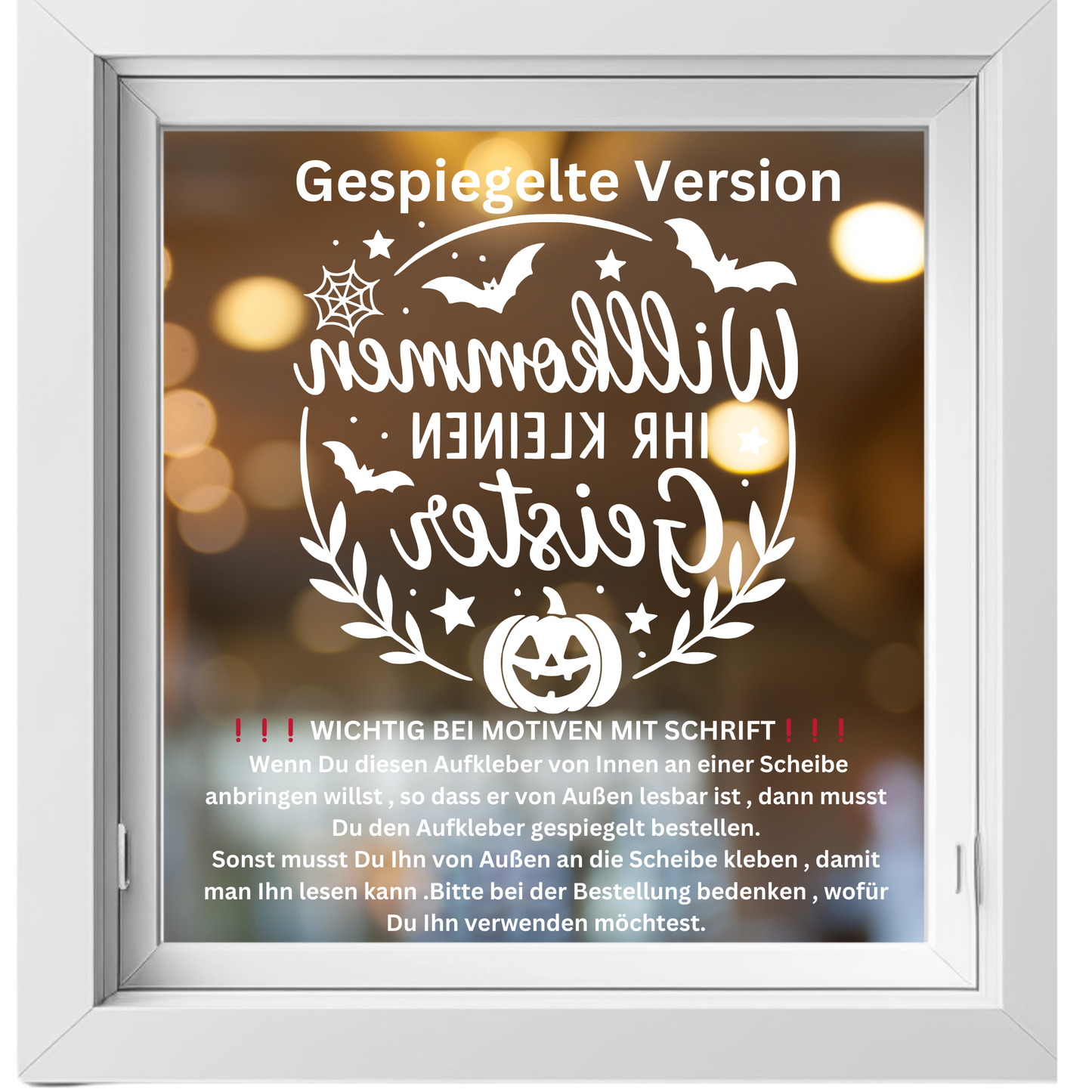 Fensterbild Halloween Hallo Kleine Geister , Herbstzeit Deko, Herbstlicher Aufkleber, Fensterdekoration, Herbstdekoration , Sticker, Kürbis