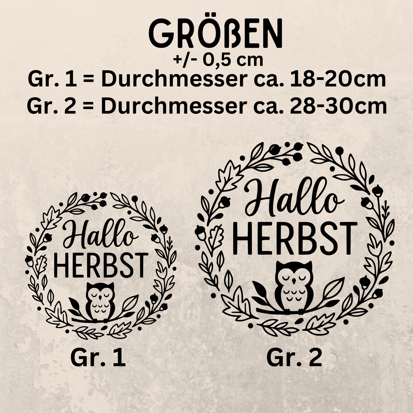 Fensterbild Herbstkranz herbstlicher Aufkleber Vinylaufkleber Hallo Herbst Eule 2