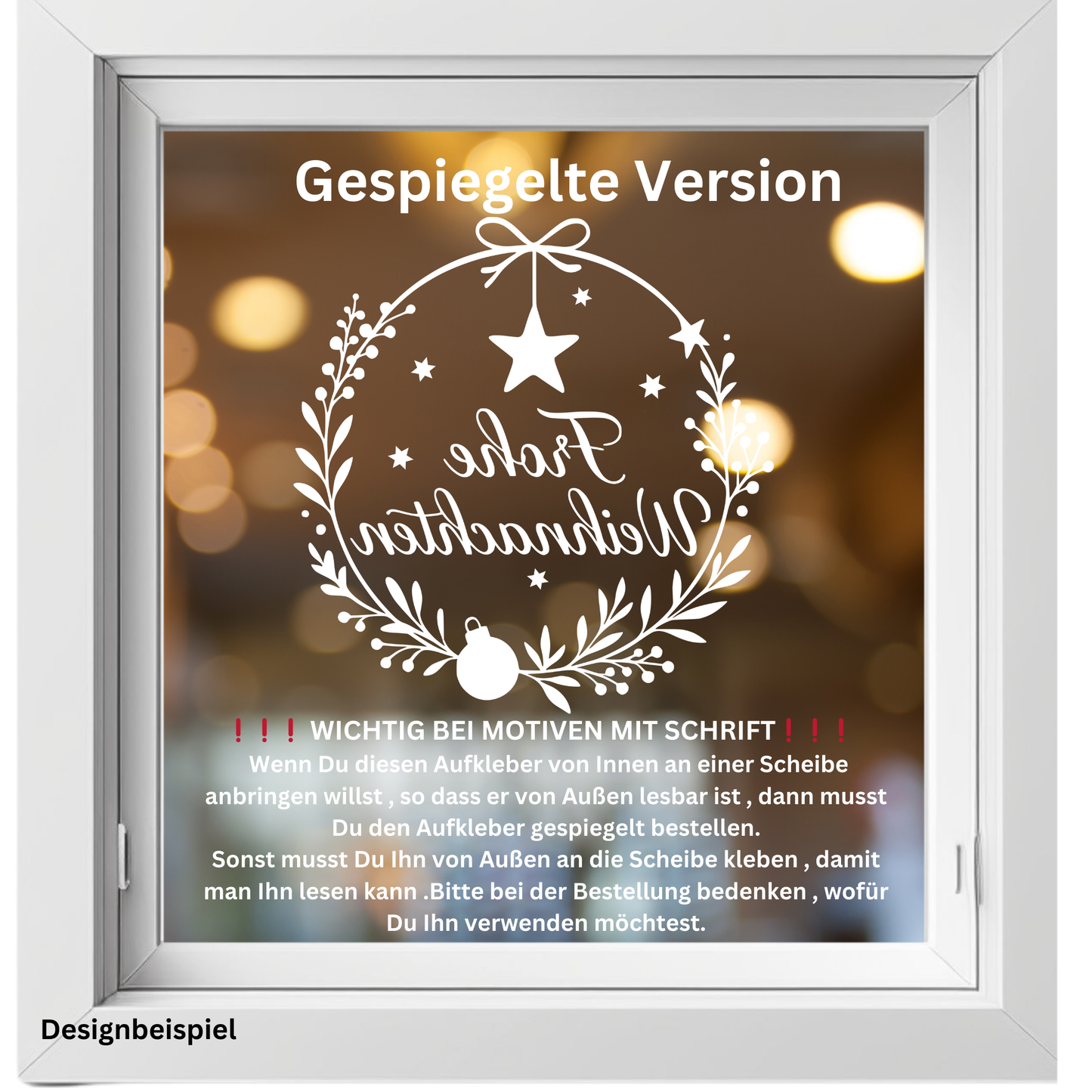 Fensterbild Frohe Weihnachten Kranz mit Kugel | Aufkleber| Exklusiv Design