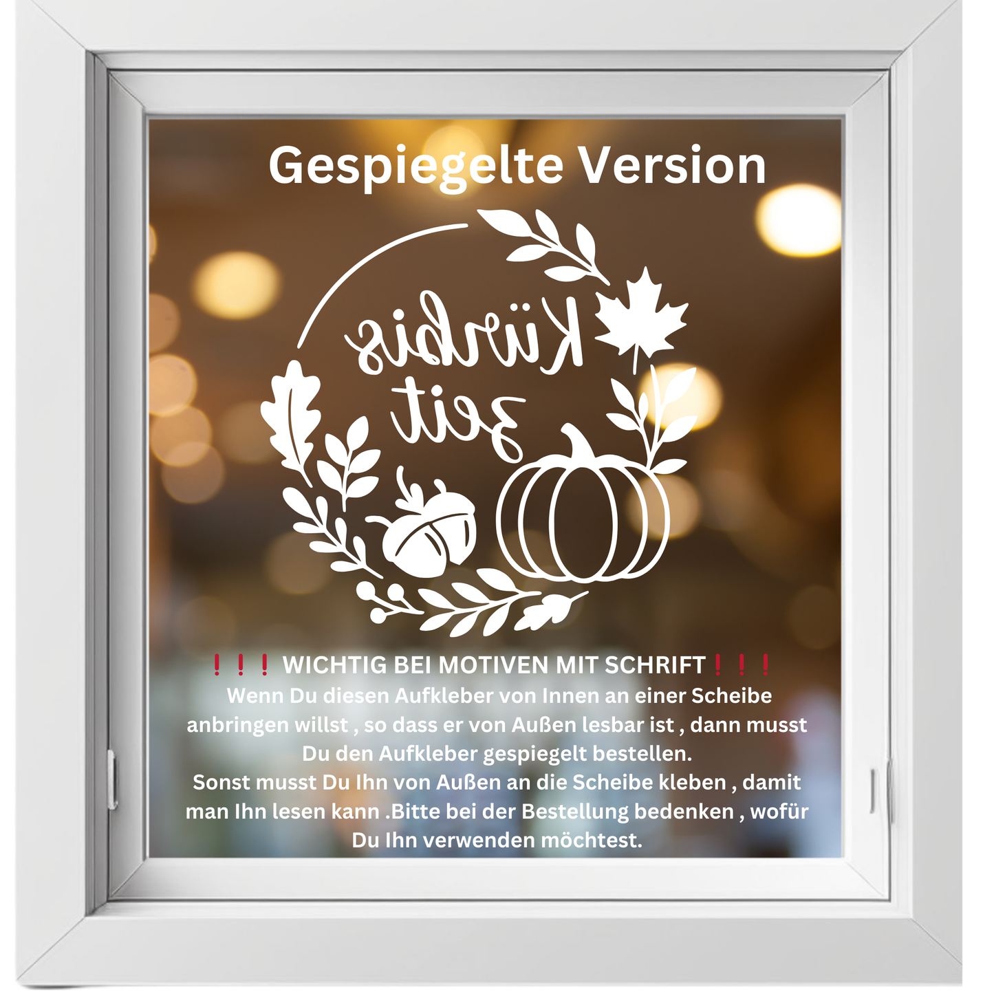 Fensterbild Herbstkranz Vinylaufkleber Kürbiszeit