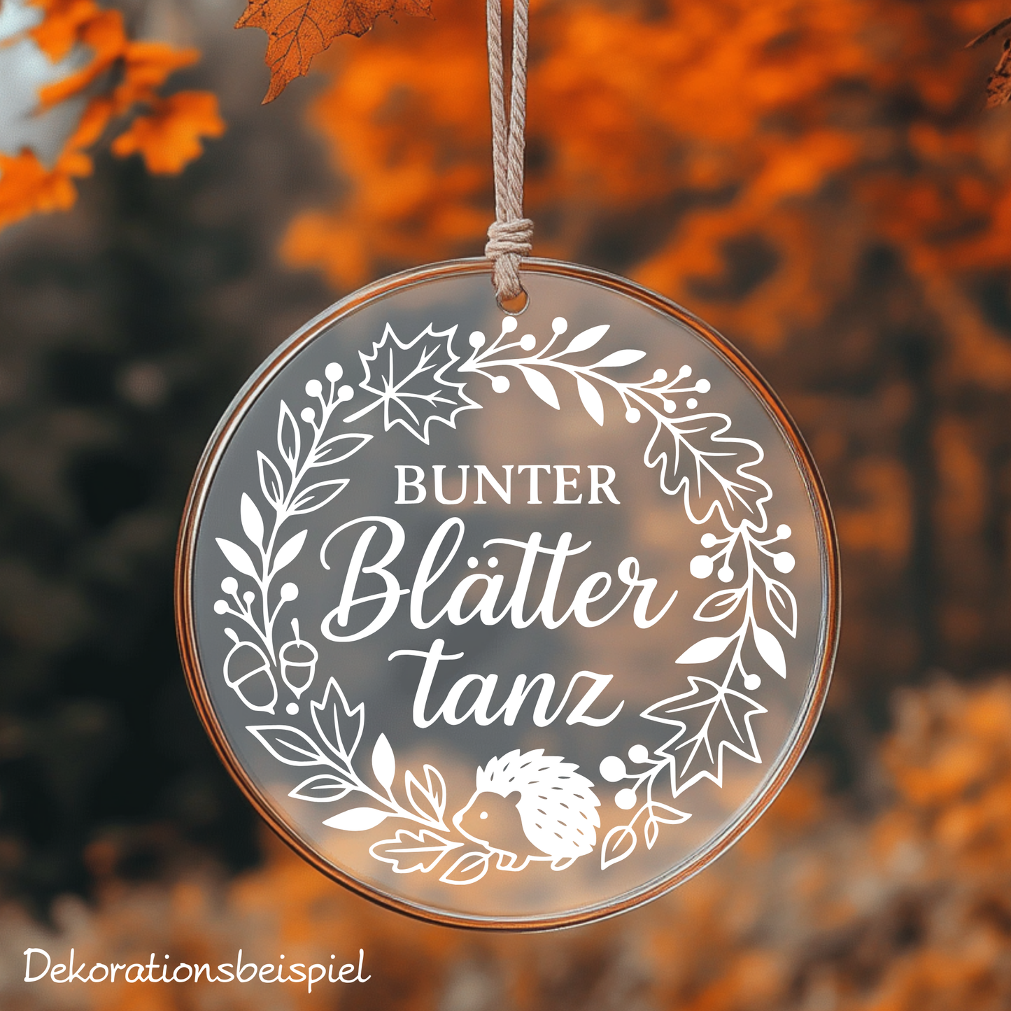 Fensterbild Bunter Blättertanz im Herbst , Herbstlicher Aufkleber