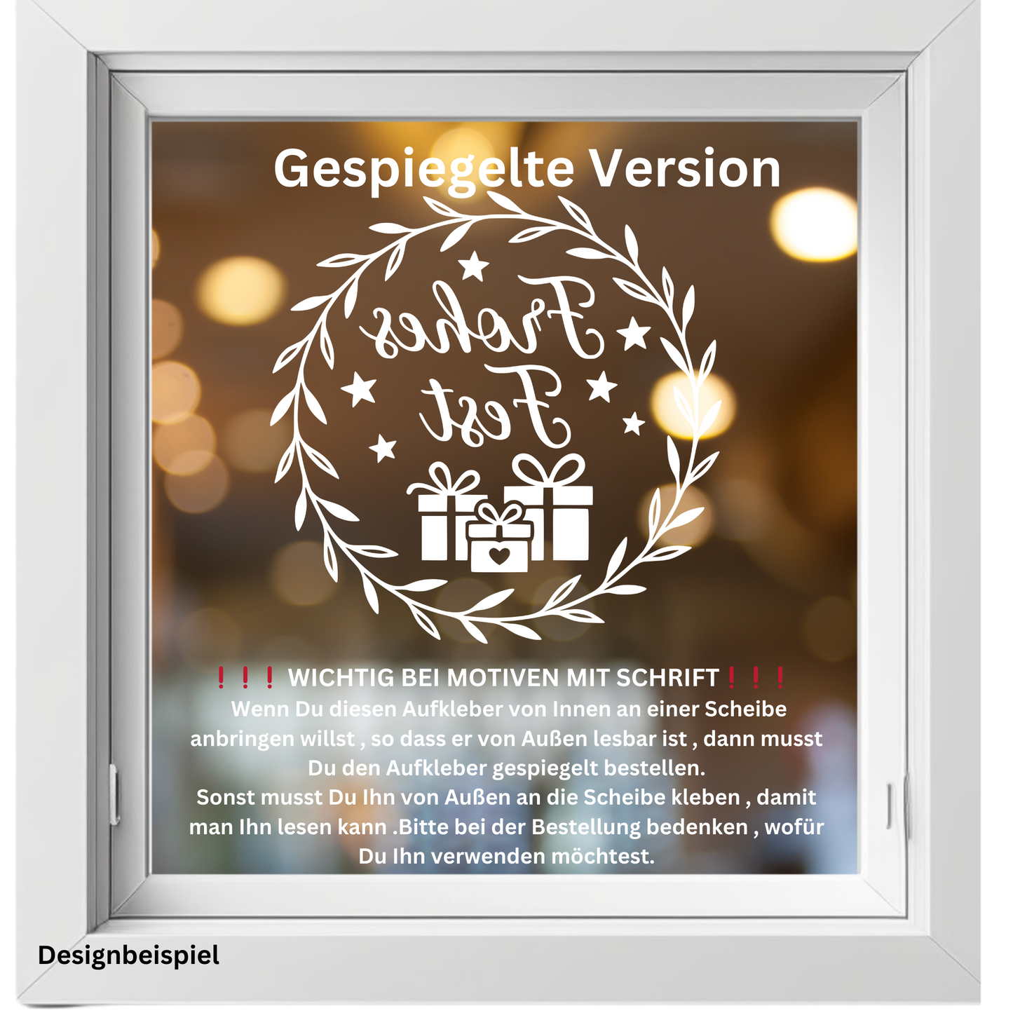 Fensterbild Weihnachtsaufkleber Frohes Fest Kranz