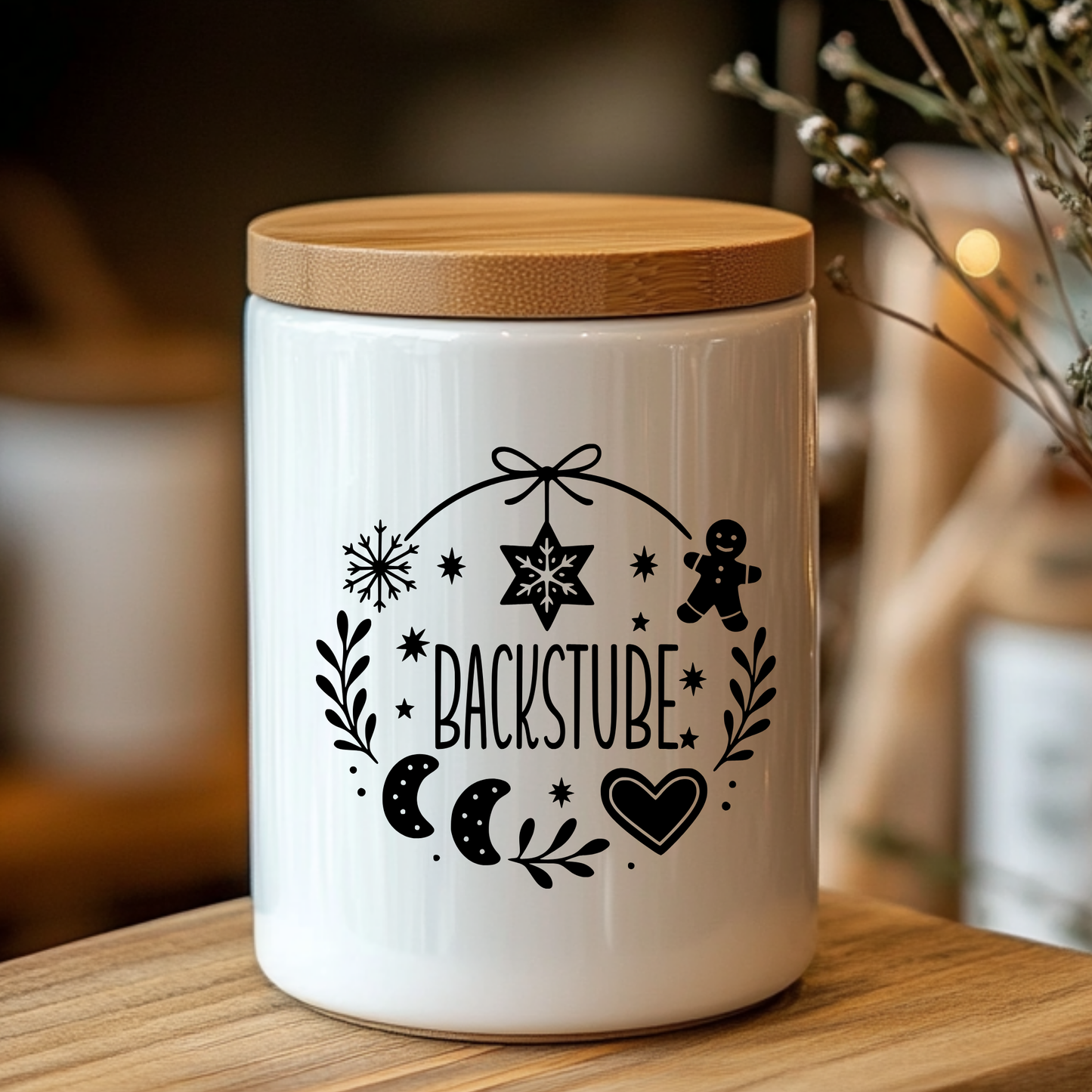 Fensterbild Sticker Weihnachten Backstube mit Lebkuchen | Aufkleber| Weihnachtsbäckerei Exklusiv Design
