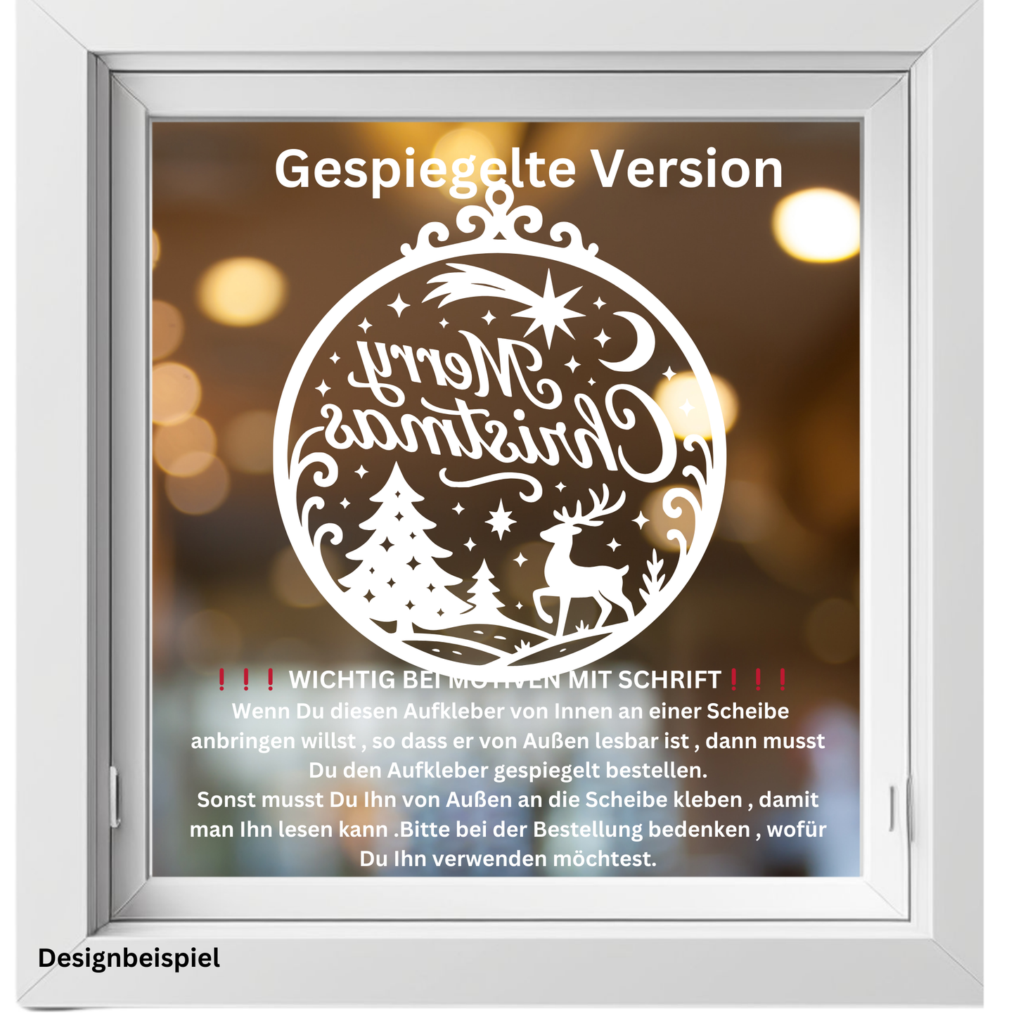 Fensterbild merry christmas| Deko für Weihnachten und Advent Aufkleber| Exklusiv Design