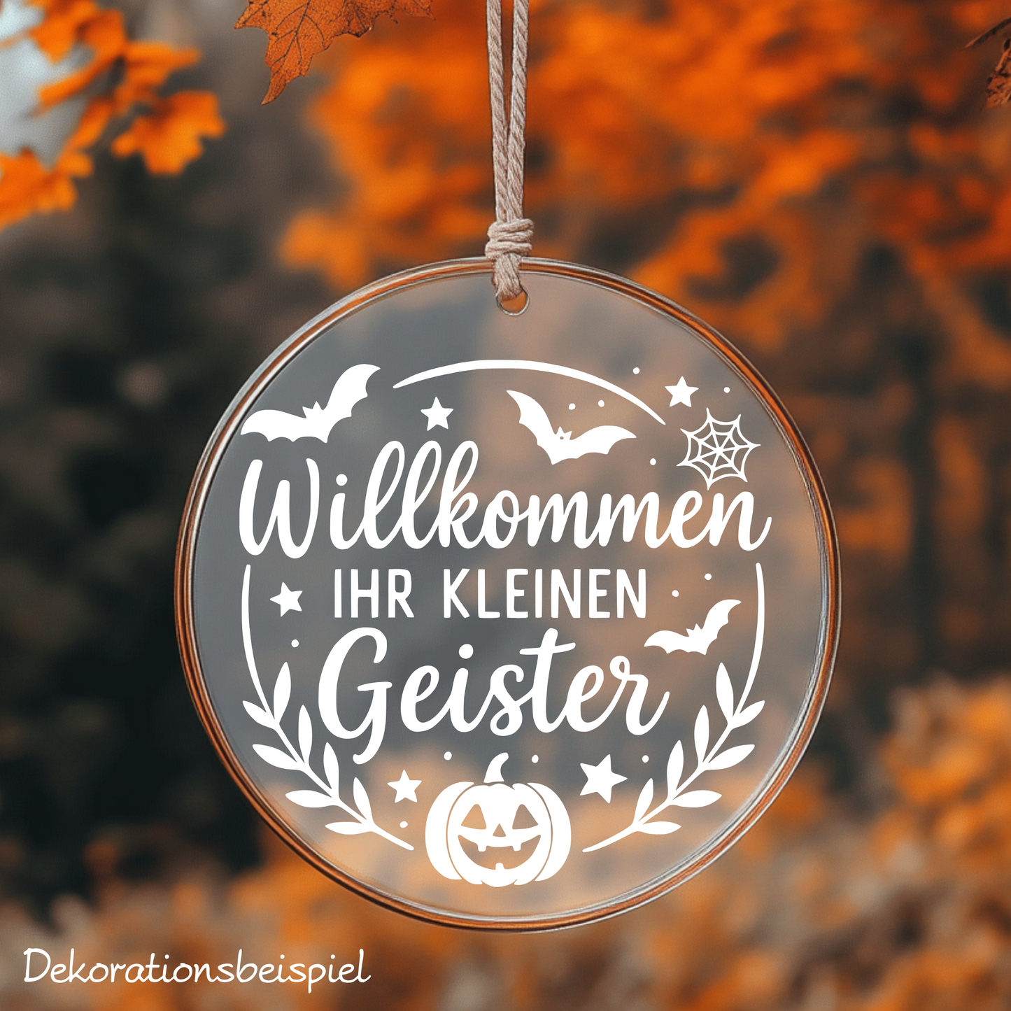Fensterbild Halloween Hallo Kleine Geister , Herbstzeit Deko, Herbstlicher Aufkleber, Fensterdekoration, Herbstdekoration , Sticker, Kürbis