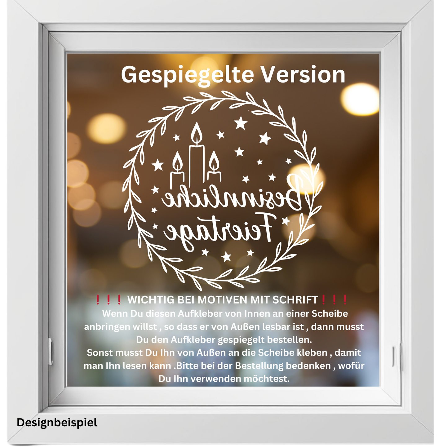 Fensterbild Weihnachtsaufkleber Besinnliche Feiertage Kranz