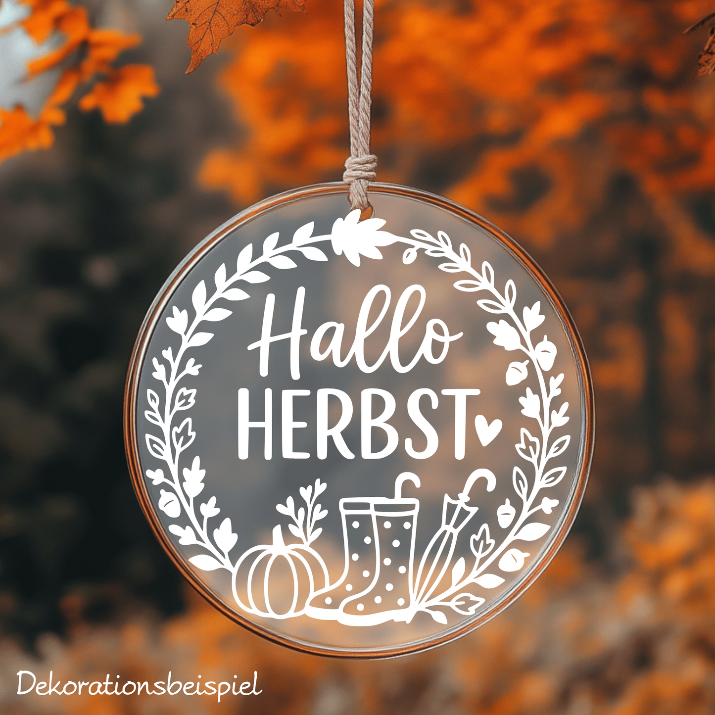 Fensterbild Herbstkranz Aufkleber Hallo Herbst