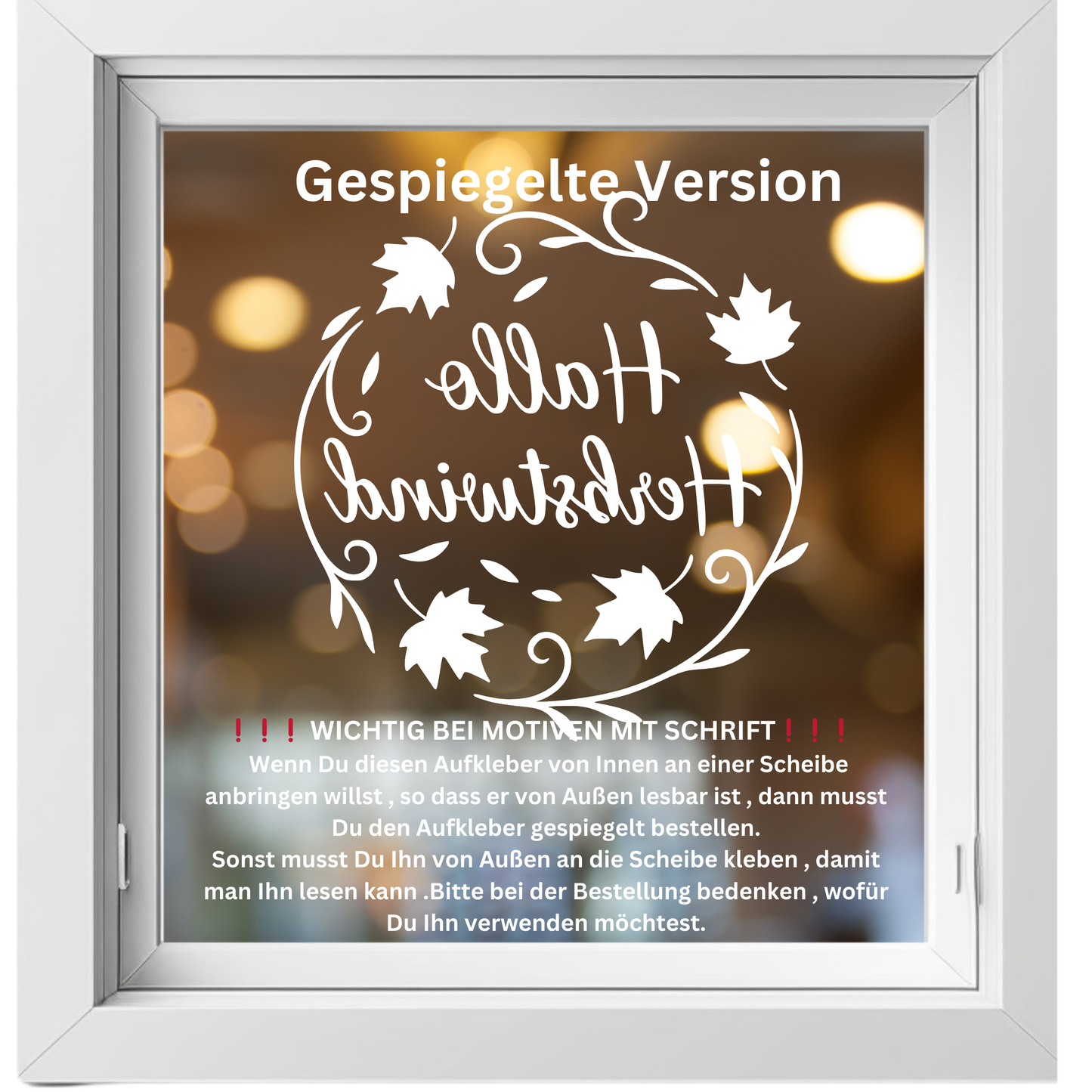 Fensterbild Herbstkranz Hallo Herbst Vinylaufkleber Herbstwind