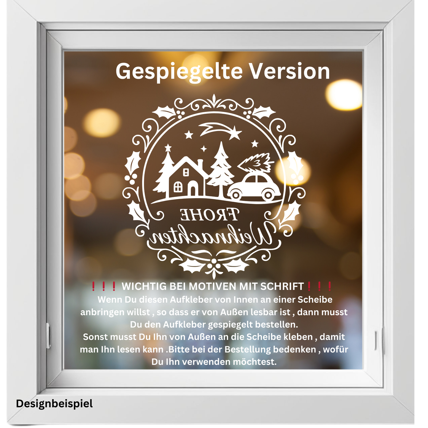 Fensterbild Frohe Weihnachten Kranz| Aufkleber| Weihnachtsbäckerei Exklusiv Design