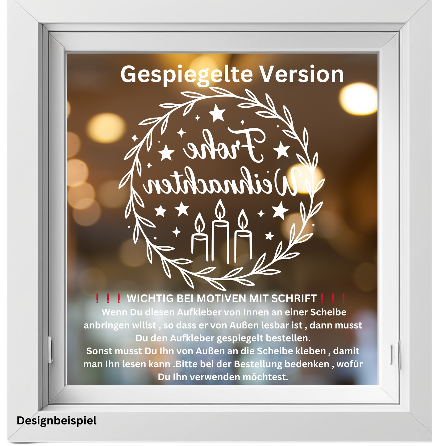 Fensterbild Weihnachtsaufkleber Frohe Weihnachten Kranz Kerzen