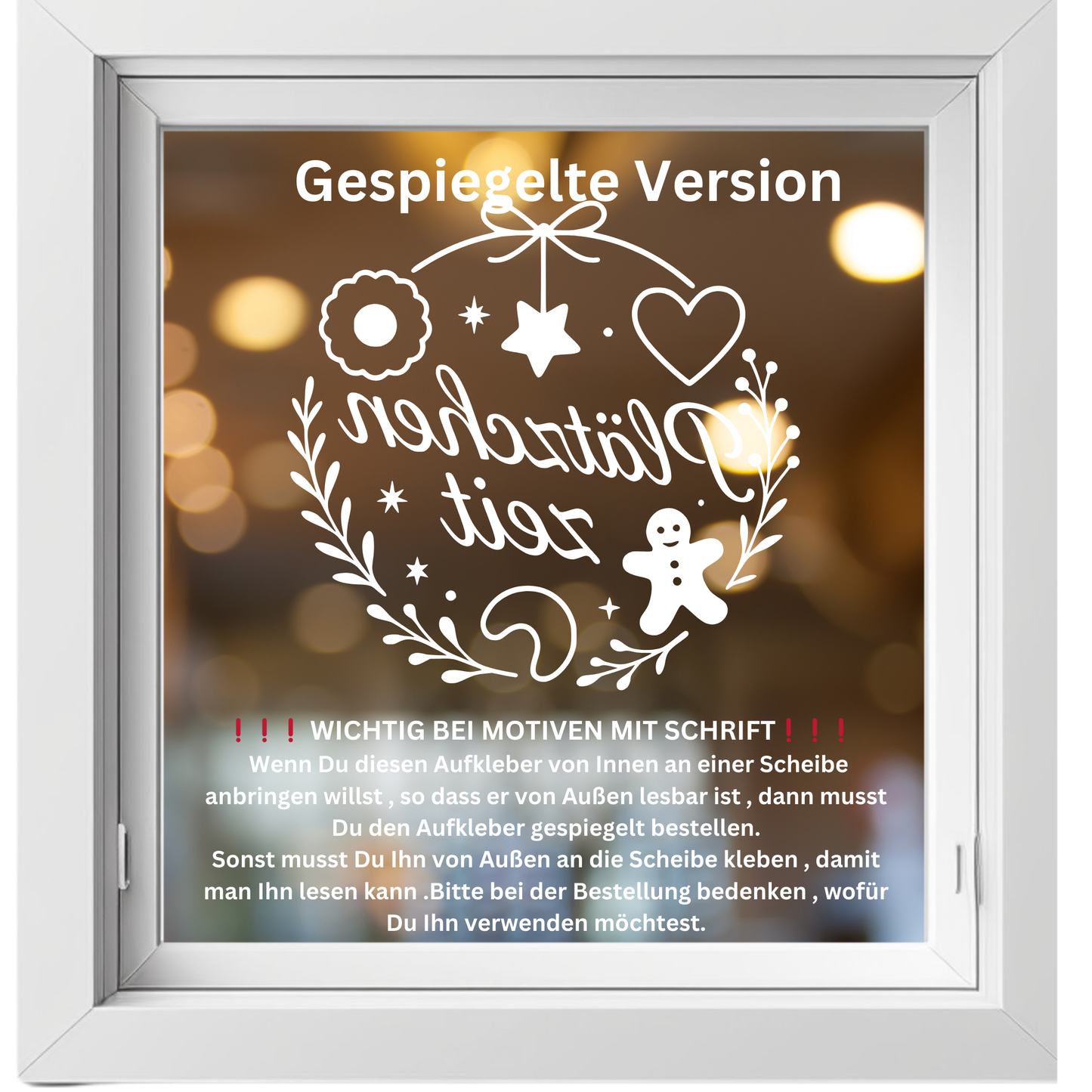 Fensterbild Sticker Weihnachten Plätzchenzeit Lebkuchen | Aufkleber| Weihnachtsbäckerei Deko Advent Weihnachten, Fensteraufkleber Exklusiv