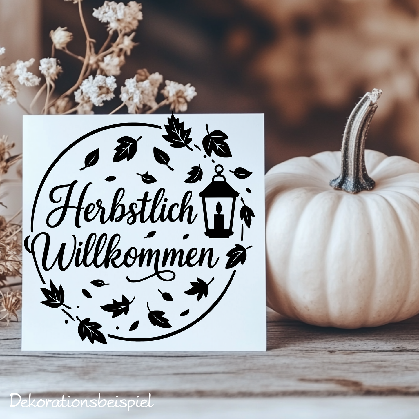 Fensterbild Kranz herbstlich Willkommen , Herbstlicher Aufkleber Herbstlaub