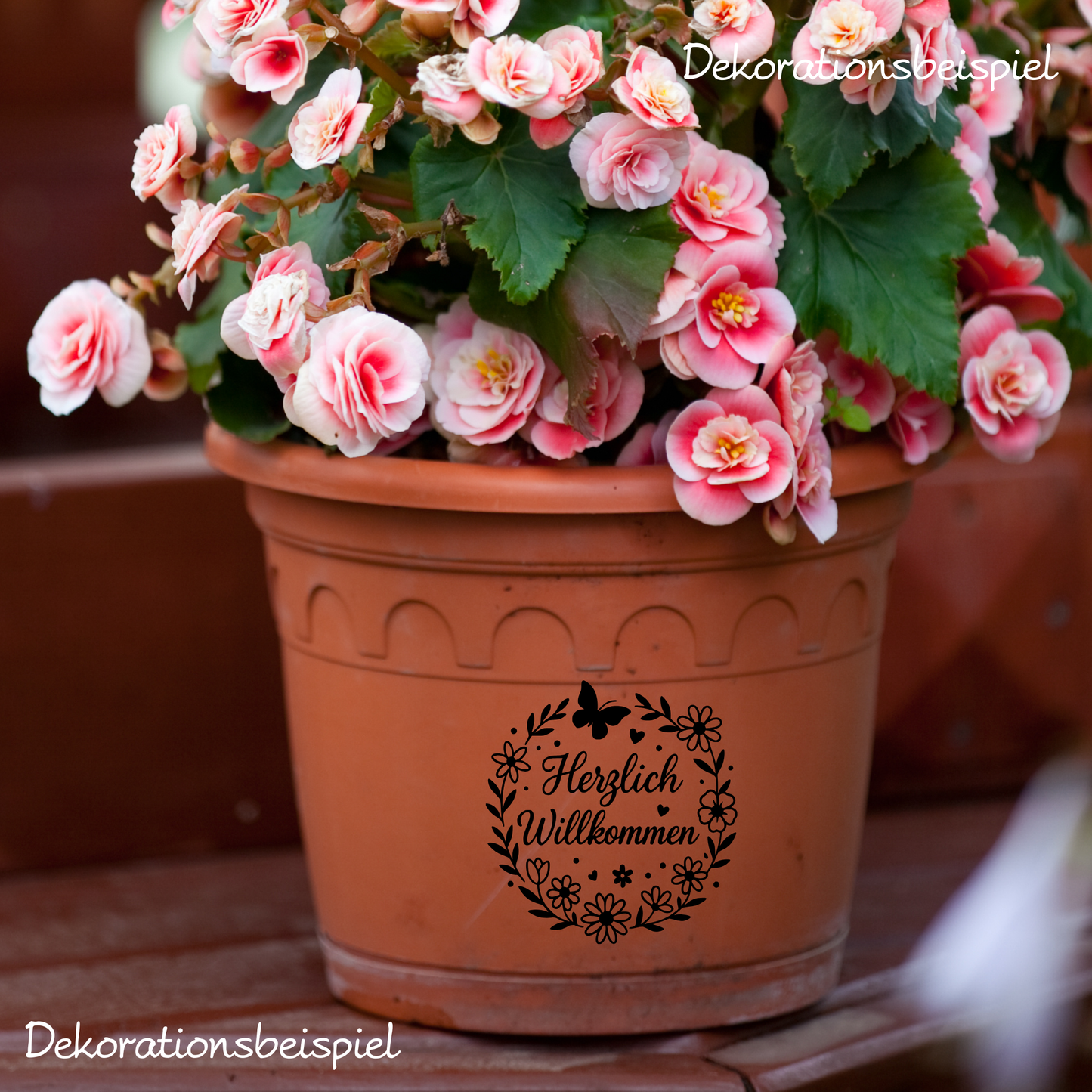 Fensterbild Herzlich Willkommen Blumen Begrüßung Aufkleber