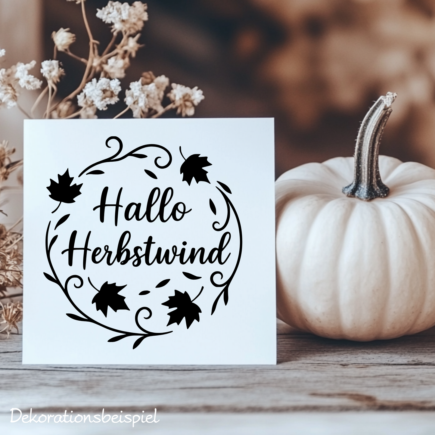 Fensterbild Herbstkranz Hallo Herbst Vinylaufkleber Herbstwind