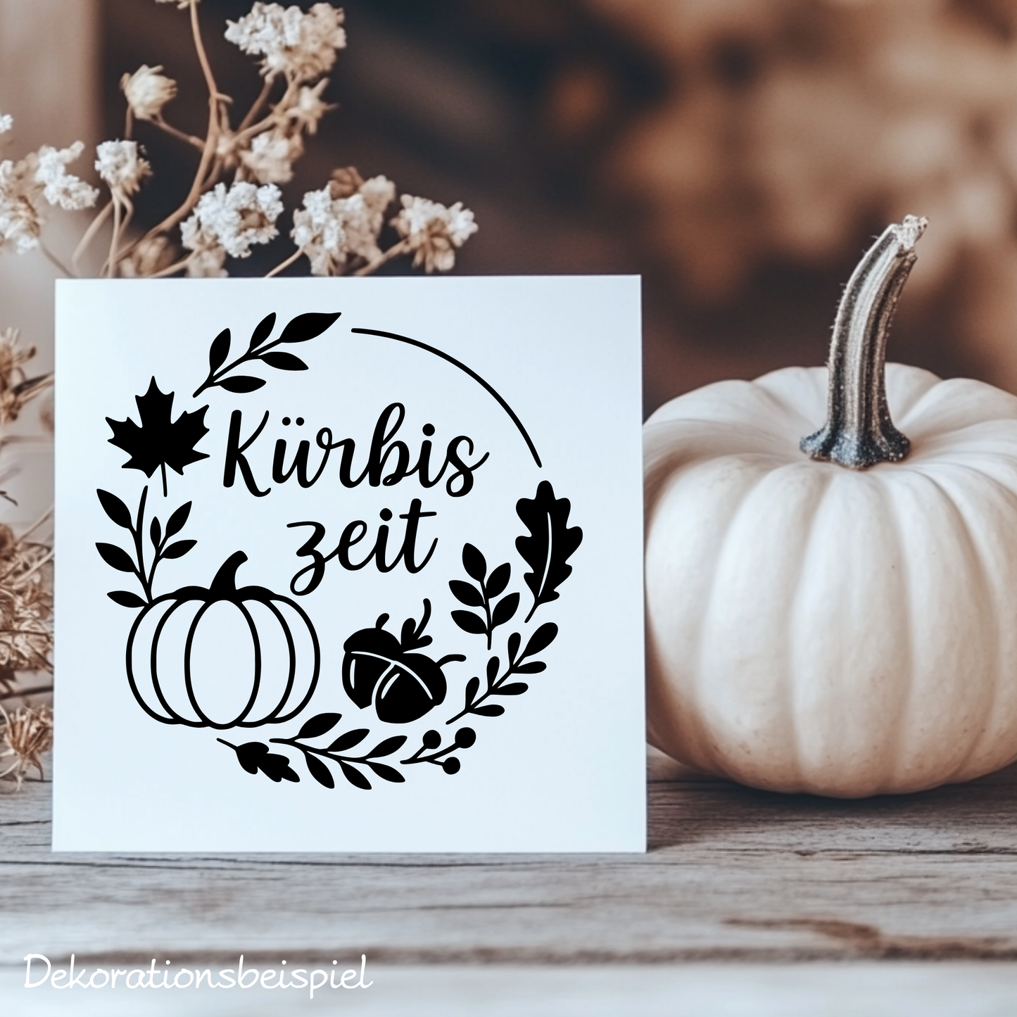 Fensterbild Herbstkranz Vinylaufkleber Kürbiszeit