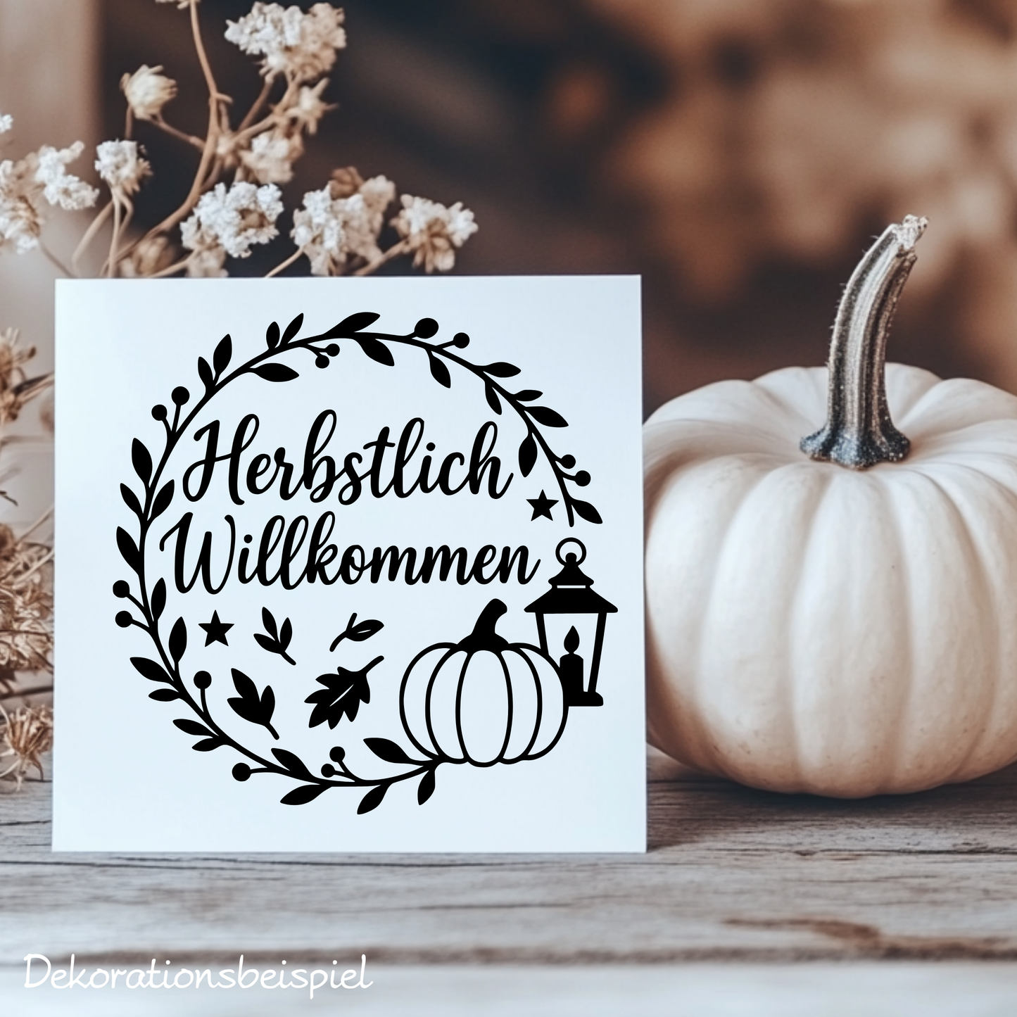 Fensterbild Kranz herbstlich Willkommen , Herbstlicher Aufkleber exkl.