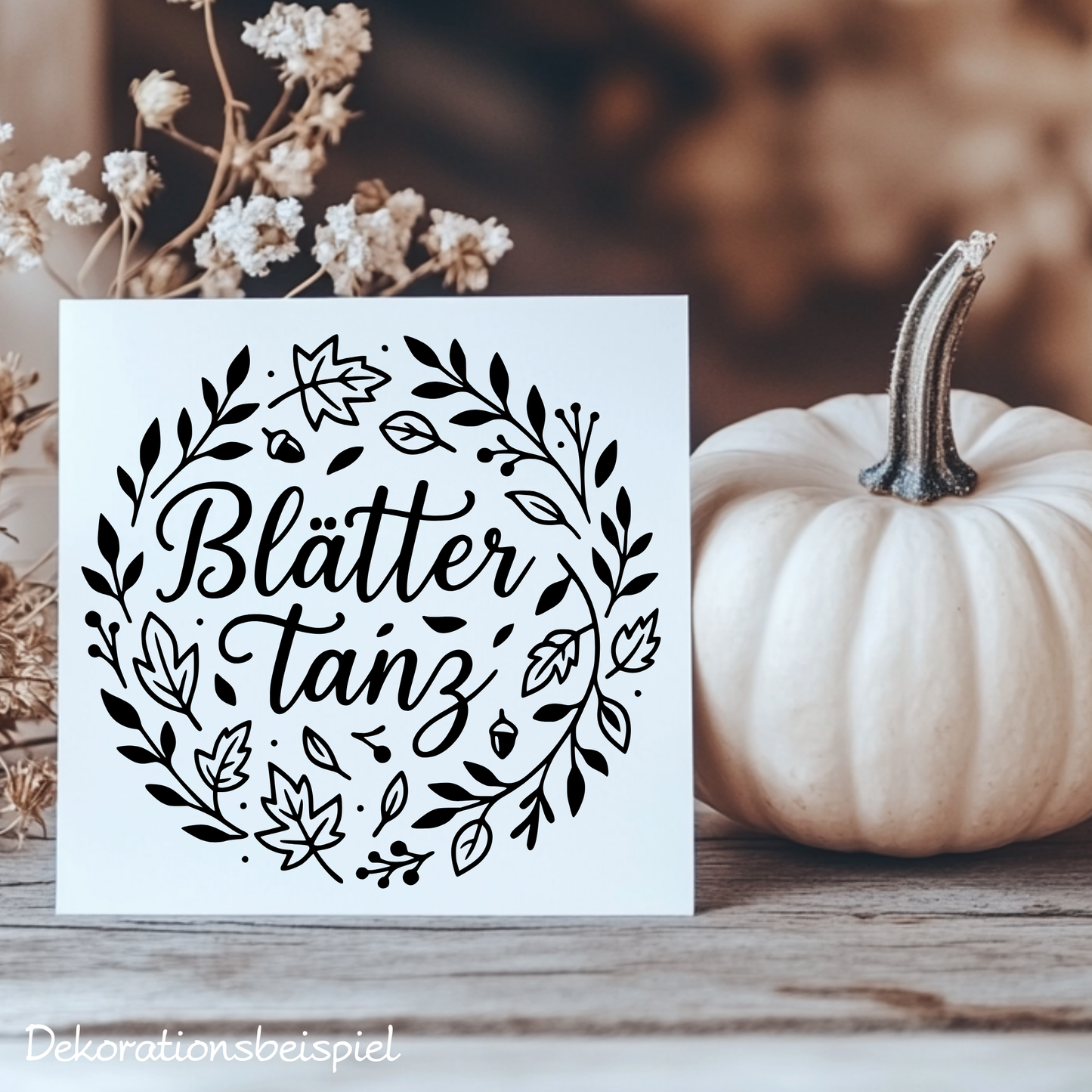Fensterbild Herbstkranz Aufkleber Blättertanz