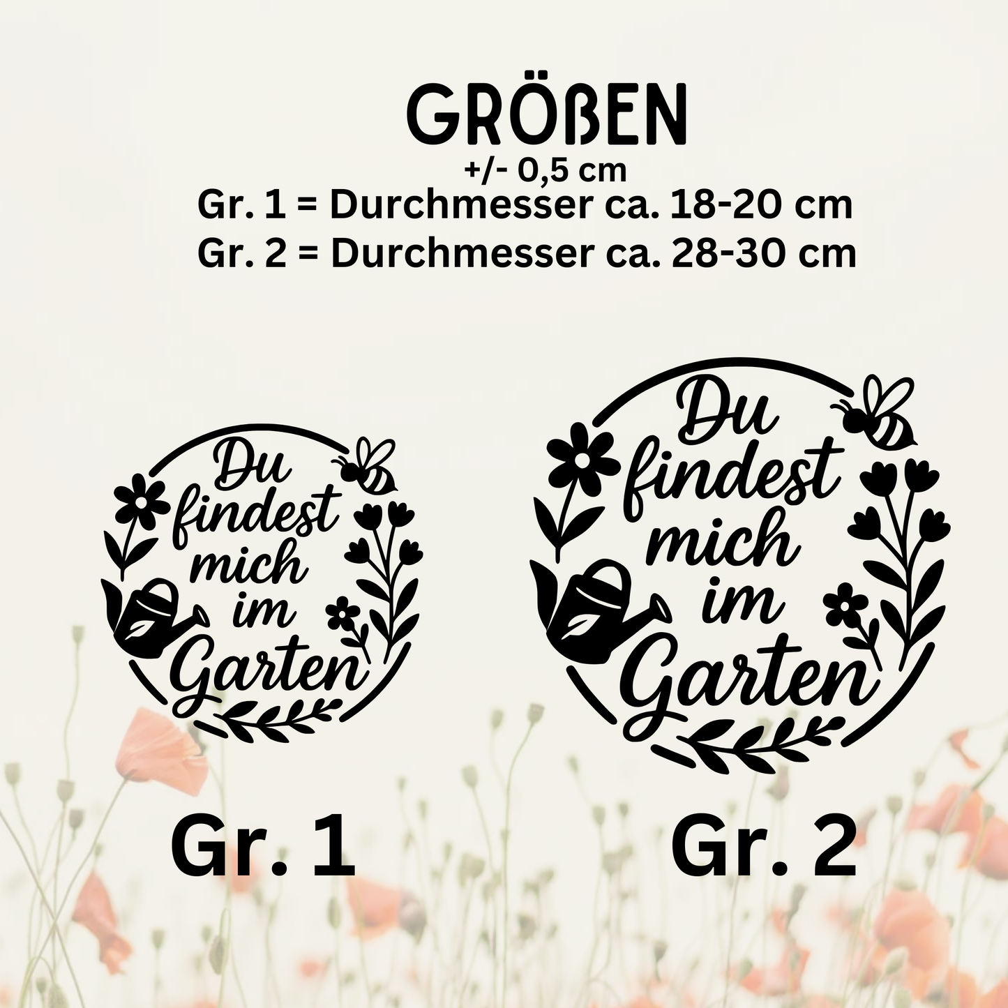 Fensterbild „Du findest mich im Garten“ – Vinyl Aufkleber für Fenster, Glas & Spiegel | Handgemachte Fensterdeko in 2 Größen & Farben | Frühlings- & Sommerdeko