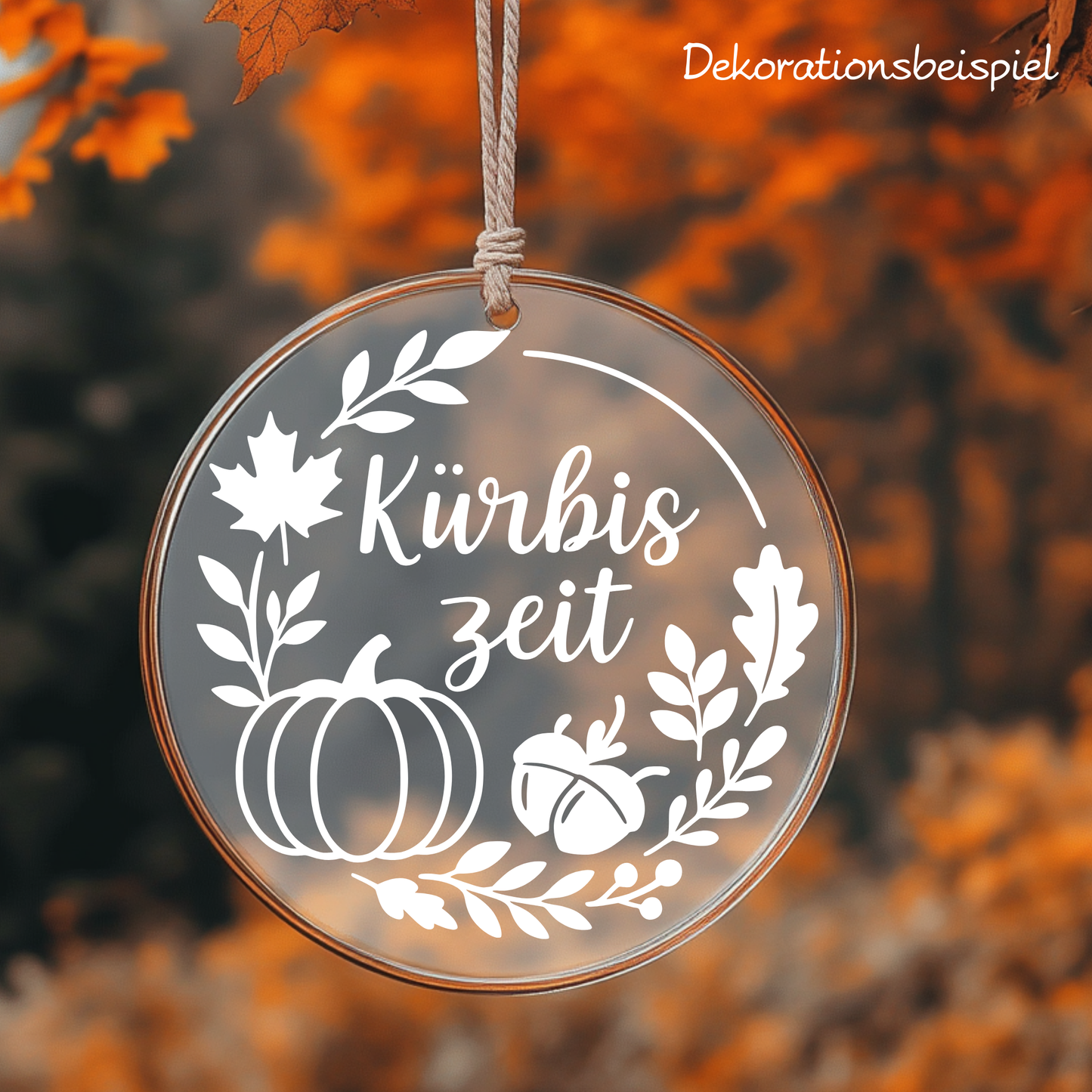 Fensterbild Herbstkranz Vinylaufkleber Kürbiszeit