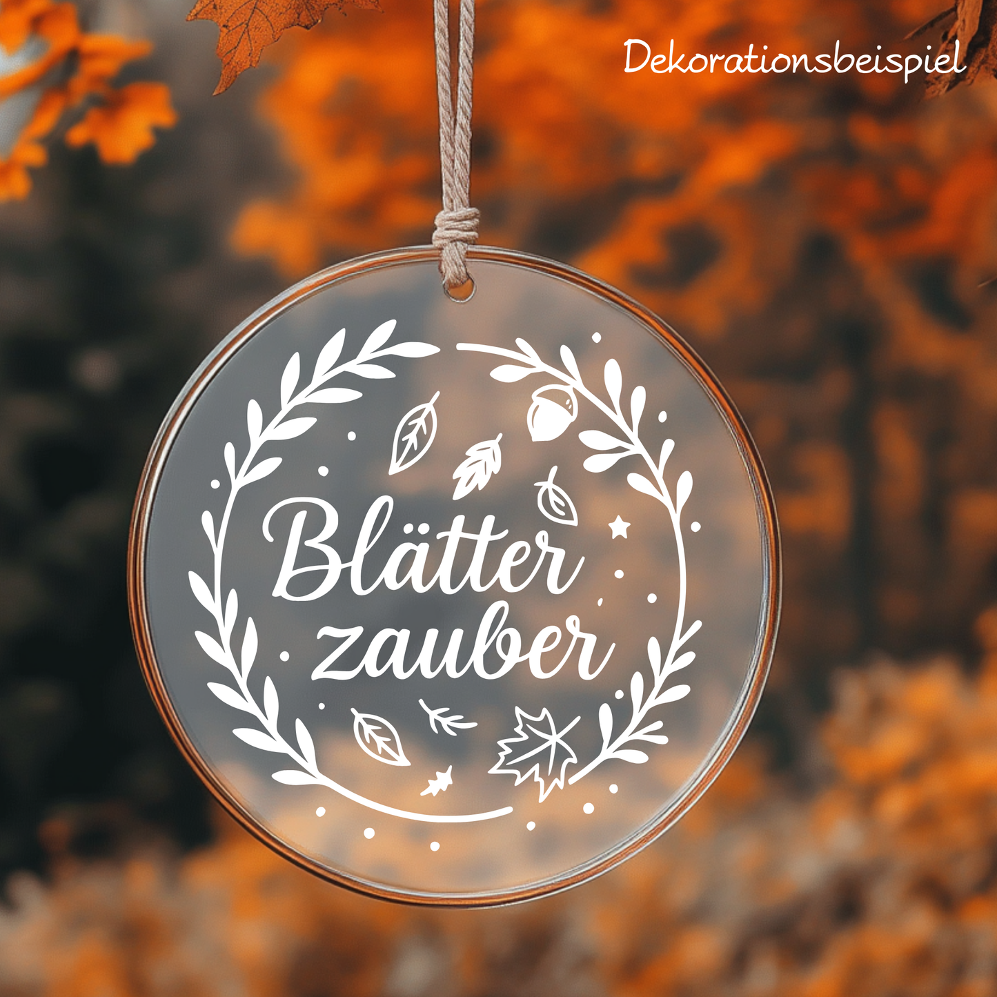 Fensterbild Herbstkranz herbstlicher Aufkleber Blätterzauber