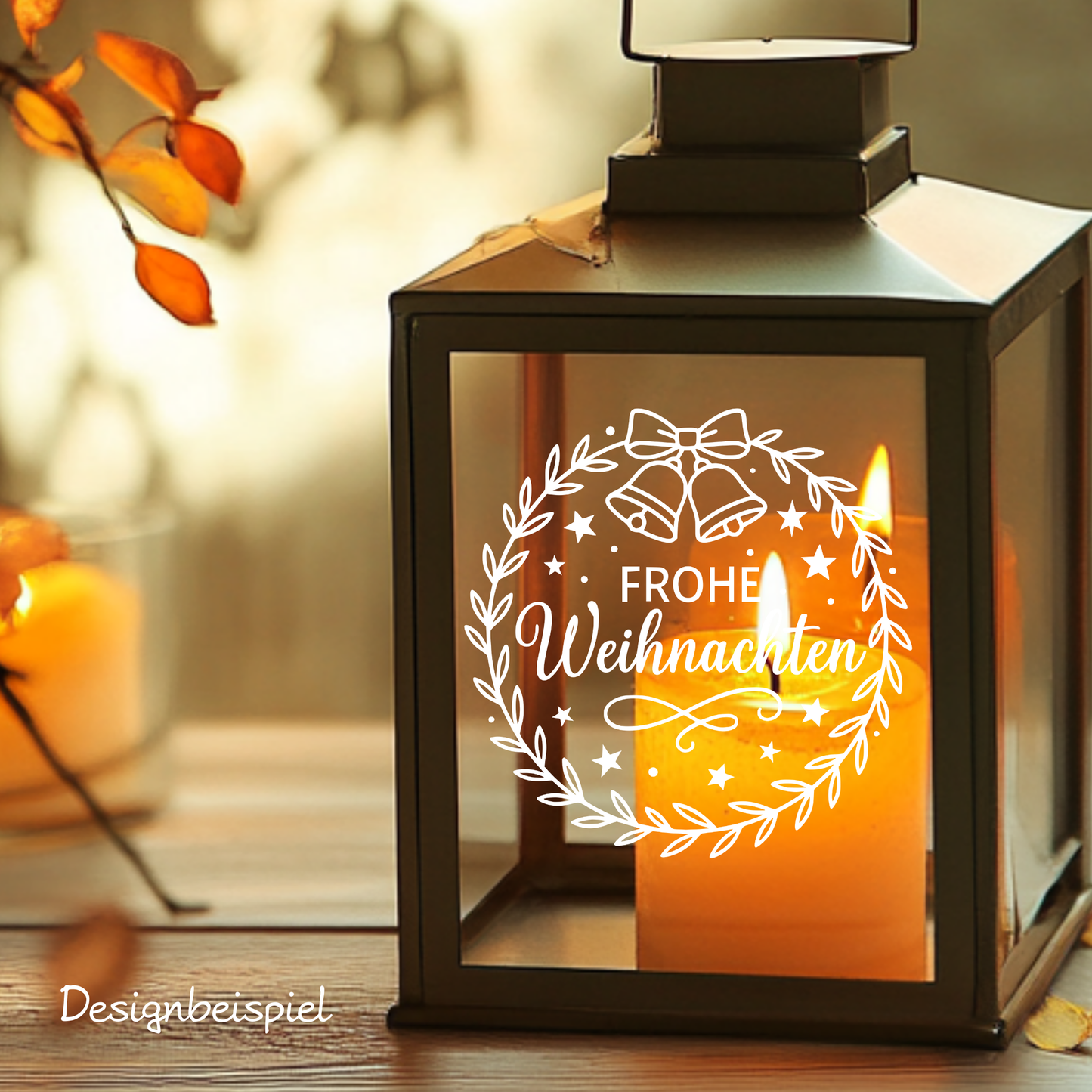 Fensterbild Weihnachtsaufkleber Frohe Weihnachten Kranz Glocken
