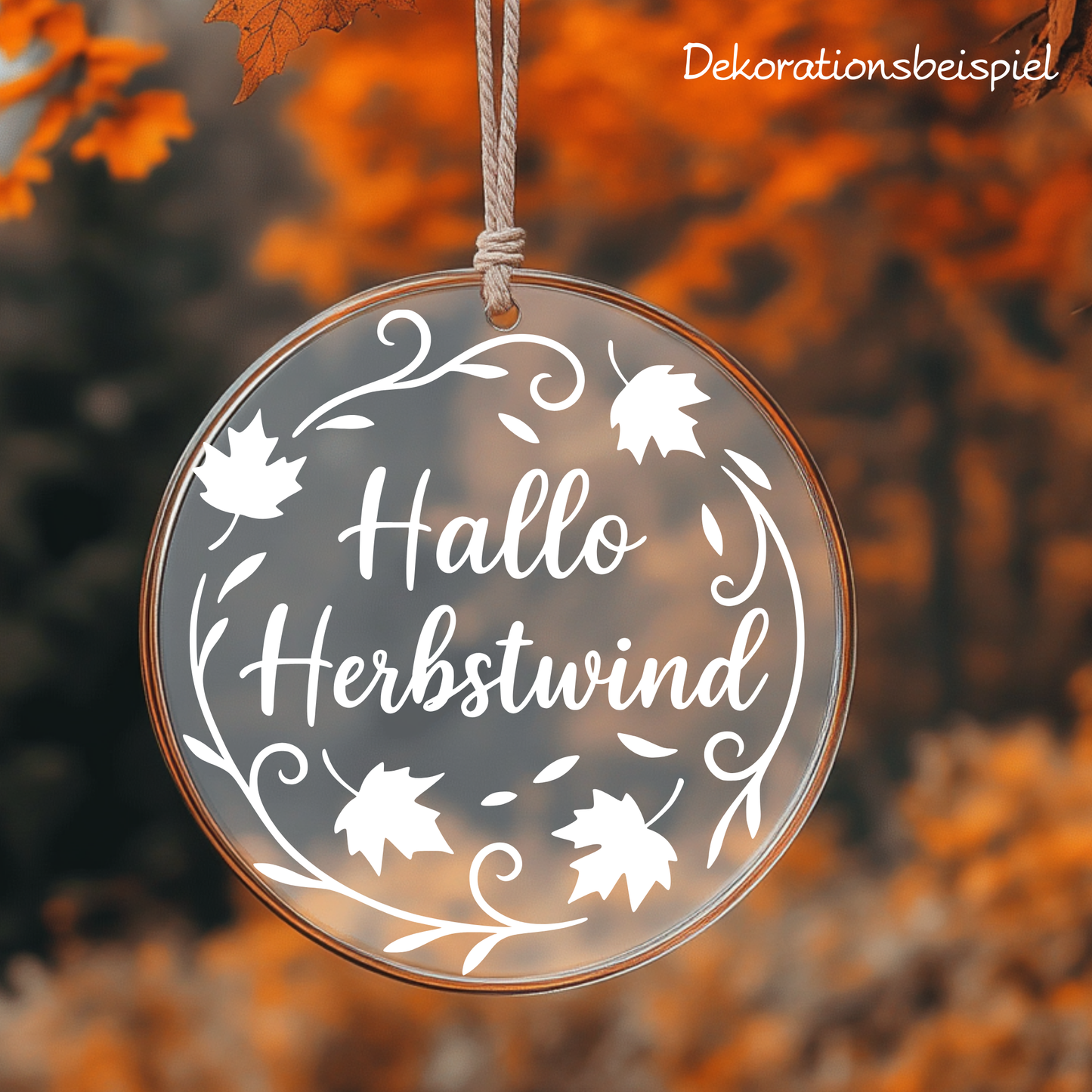 Fensterbild Herbstkranz Hallo Herbst Vinylaufkleber Herbstwind