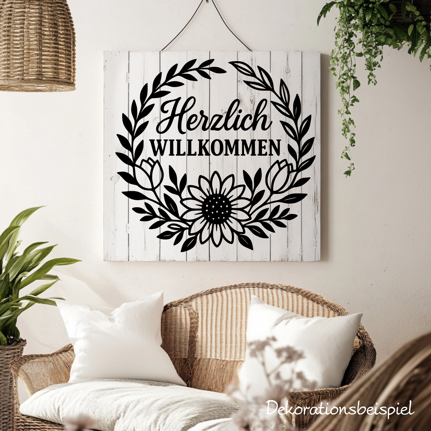 Fensterbild Herzlich Willkommen Sonnenblumen Begrüßung Aufkleber