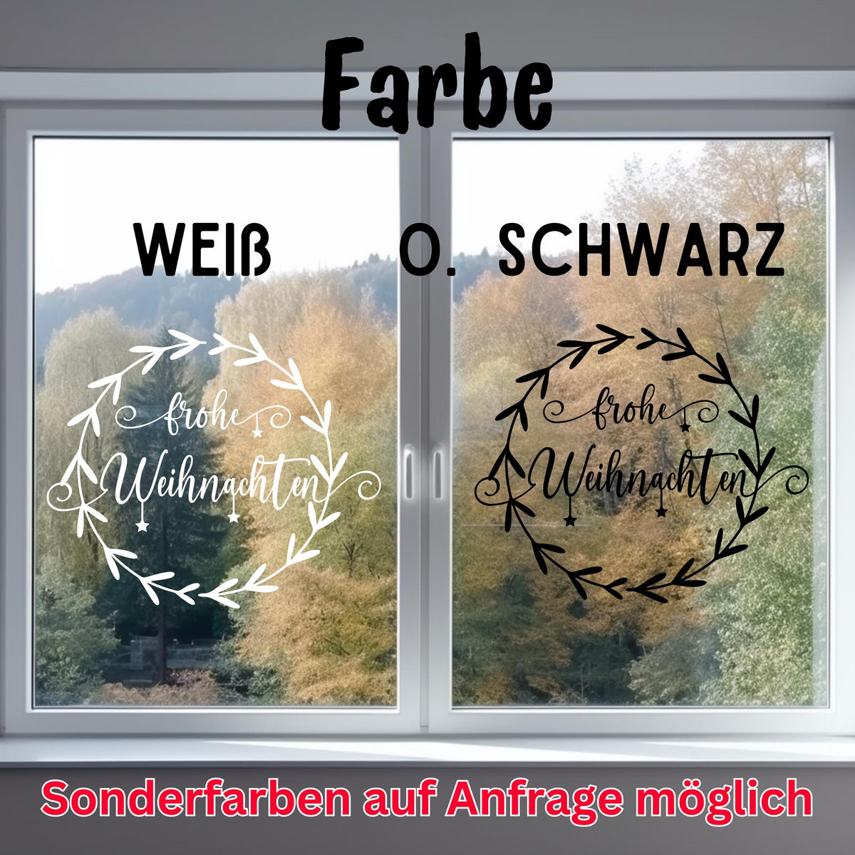 Fensteraufkleber Frohe Weihnachten Kranz Fensterbild Aufkleber Fenstersticker Weihnachtsfensterbild Kranz Stil Minimalistisch Skandinavisch