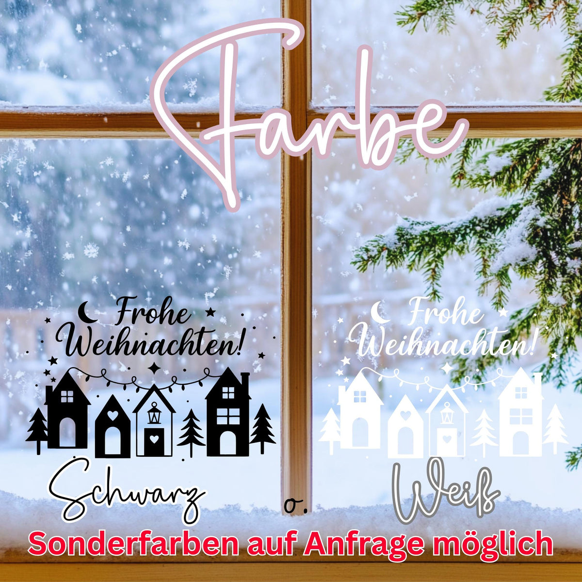 Fensterbild Sticker Frohe Weihnachszeit Szene | Vinyl Aufkleber | Weihnachtsdeko Handmade , Deko Advent und Weihnachten, Fensteraufkleber