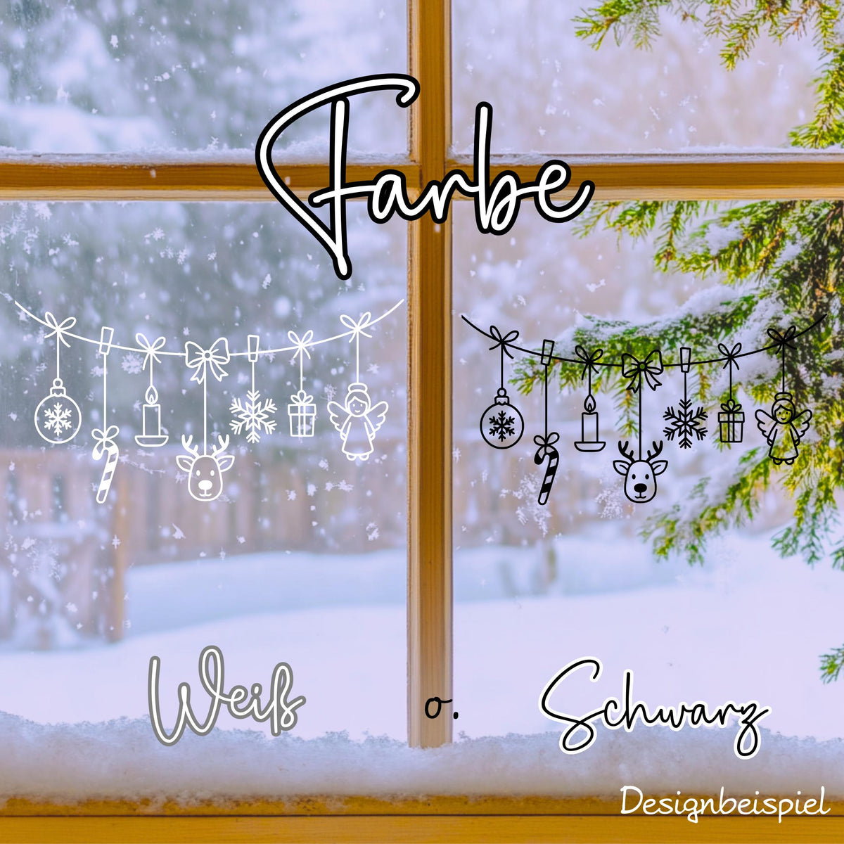 Fensterbild Weihnachtsgirlande, Weihnachtliche Fensterdekoration, Advent Dekoration , Girlande, Schaufenster , XXL Deko, 2 Farben 2 Größen