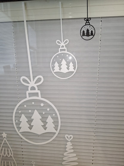 Weihnachtskugeln 9er Set Aufkleber , Weihnachtliche Fensterdekoration, Deko Sticker , Advent , Schaufenster ,  Türen ,  XXL Deko, 2 Farben
