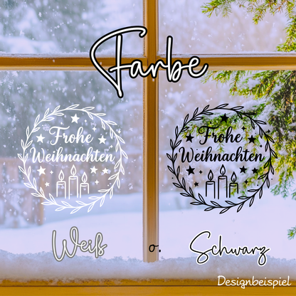 Fensterbild Weihnachtsaufkleber Frohe Weihnachten Kranz Kerzen