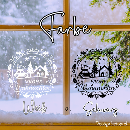 Fensterbild Frohe Weihnachten Kranz| Aufkleber| Weihnachtsbäckerei  Exklusiv Design