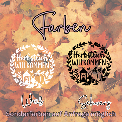 Fensterbild Kranz herbstlich Willkommen Laterne , Herbstlicher Aufkleber