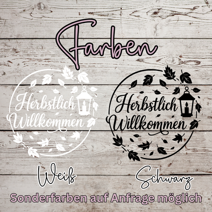 Fensterbild Kranz herbstlich Willkommen , Herbstlicher Aufkleber Herbstlaub