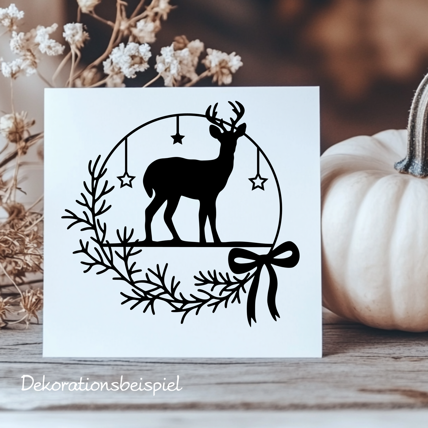 Weihnachtsfensterbild - Rentier - Vinylsticker - Aufkleber - Fensterbild - Sticker für glatte Flächen 2 Farben 3 Größen