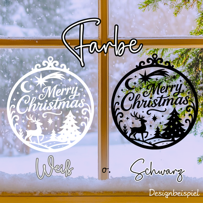 Fensterbild merry christmas| Deko für Weihnachten und Advent Aufkleber| Exklusiv Design