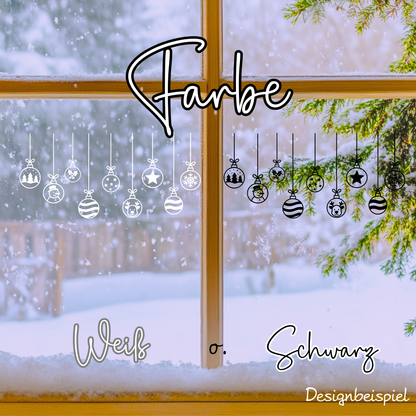 Weihnachtskugeln 9er Set Aufkleber , Weihnachtliche Fensterdekoration, Deko Sticker , Advent , Schaufenster ,  Türen ,  XXL Deko, 2 Farben