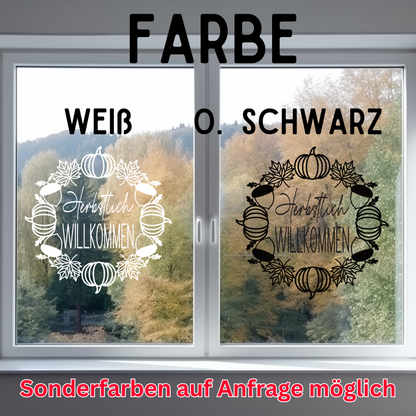 Herbst Fensterbild Herbstlich Willkommen Vinylsticker Aufkleber