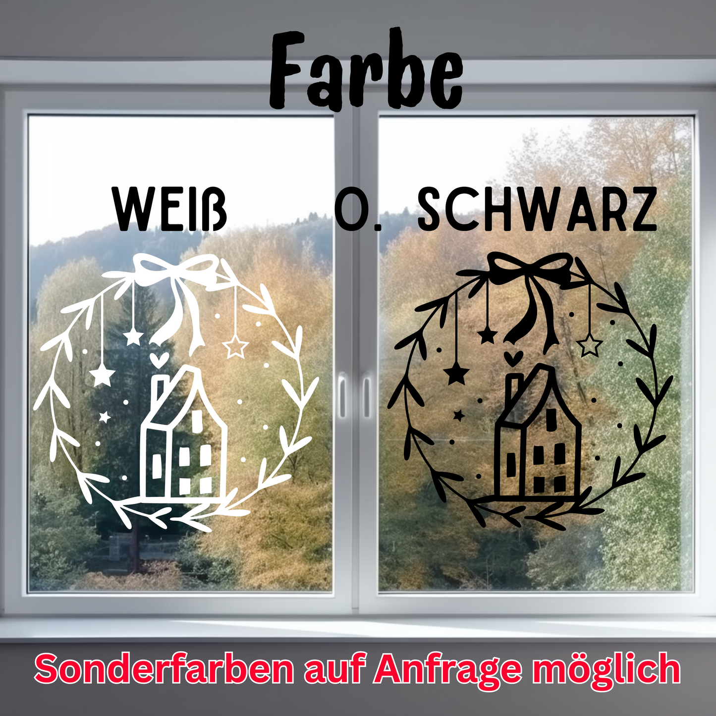 Weihnachtsfensterbild - Skandi Deko - Vinylsticker - Aufkleber - Fensterbild - Sticker für glatte Flächen 2 Farben 3 Größen