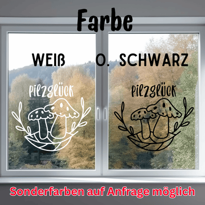 Fensterbild Pilzglück Herbst Sticker Aufkleber herbstliche Fensterdekoration 2 Farben 3 Größen