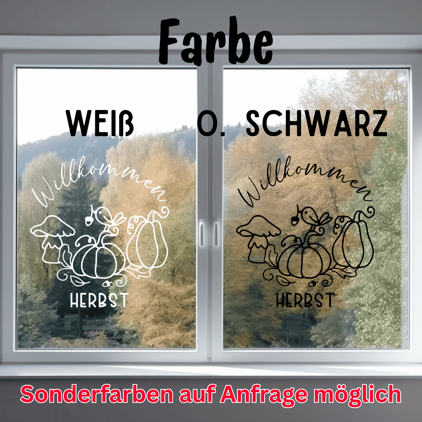 Fensterbild Willkommen Herbst Sticker Aufkleber herbstliche Fensterdekoration 2 Farben 3 Größen