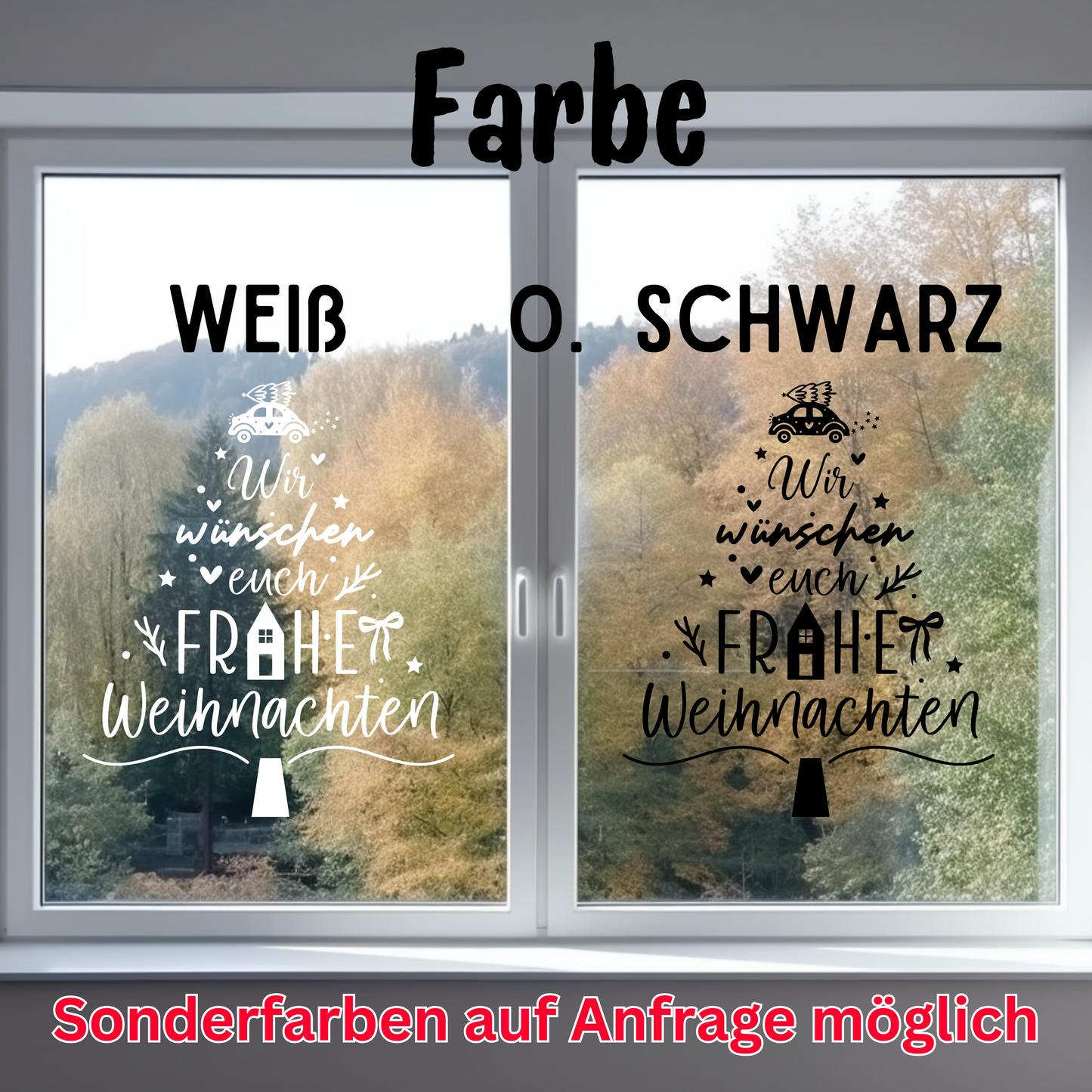 Weihnachtsfensterbild Weihnachtswünsche Sticker Aufkleber Tannenbaum Fensterbild