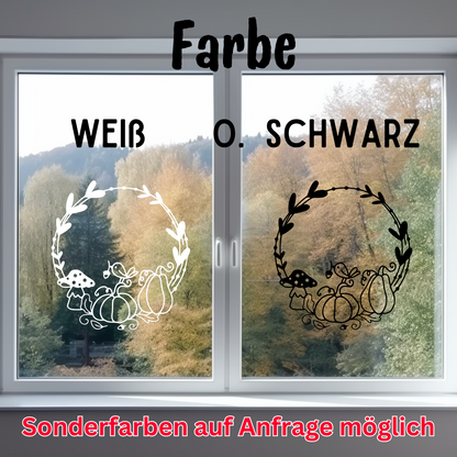 Fensterbild Herbst Sticker Aufkleber Herbstkranz Fensterschmuck 2 Farben 3 Größen