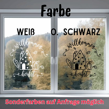 Fensterbild Willkommen Herbst Sticker Aufkleber herbstliche Fensterdekoration 2 Farben 3 Größen