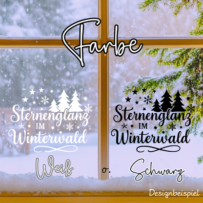 Fensterbild Sternenglanz im Winterwald | Deko für Weihnachten und Advent Aufkleber| Exklusiv Design